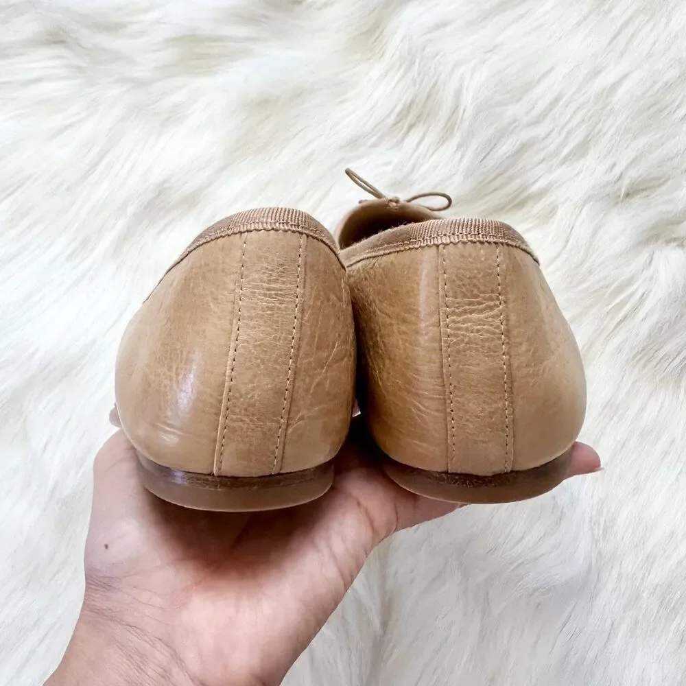 Veronica Beard Catherine Natural Leather Ballet Flat Womens Size 9.5 Minimalist